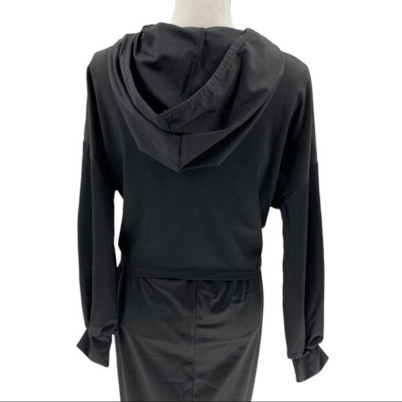 Black Women's Drawstring Hoodie Skirt Set Size Medium M - Picture 7 of 15